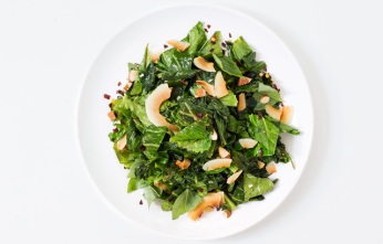 collard greens with toasted coconut chips via bon appetit