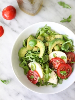 avocado caprese salad via foodie crush