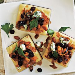 polenta squares with gorgonzola and pine nuts