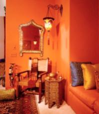 warm orange walls and furniture via unknown