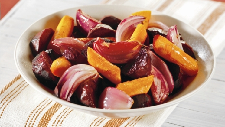 roasted carrots beets and red onion wedges via aha