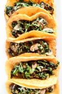 vegan crepe tacos with warm spinach mushroom filling via blissful basil