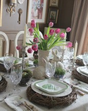 pottery barn inspired easter table via the painted chandelier
