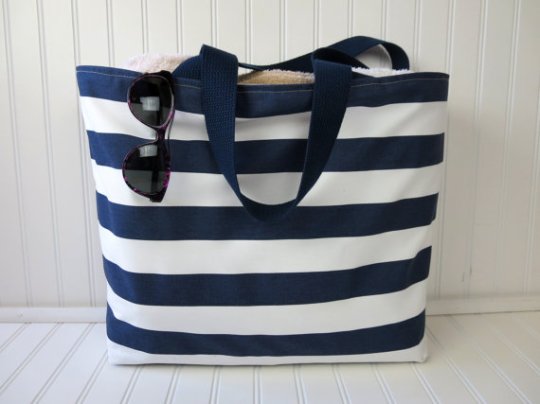 striped beach bag via etsy